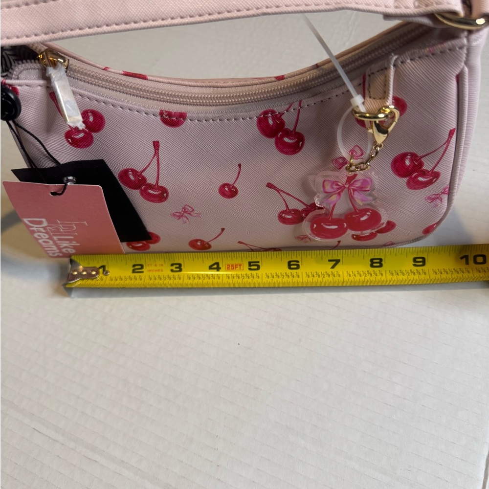 Cherry Print Tan Shoulder Bag - Picture 7 of 7